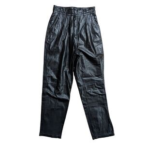TOFFS Vintage Ultra High Waisted Black Genuine Leather Pants Size 10 M